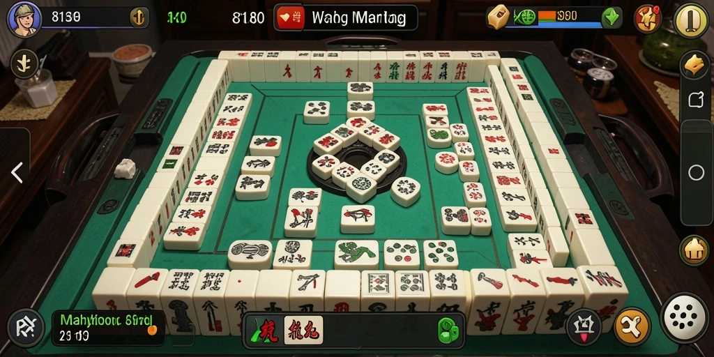 Screenshot utama permainan 8180 menampilkan gameplay Mahjong yang menarik.