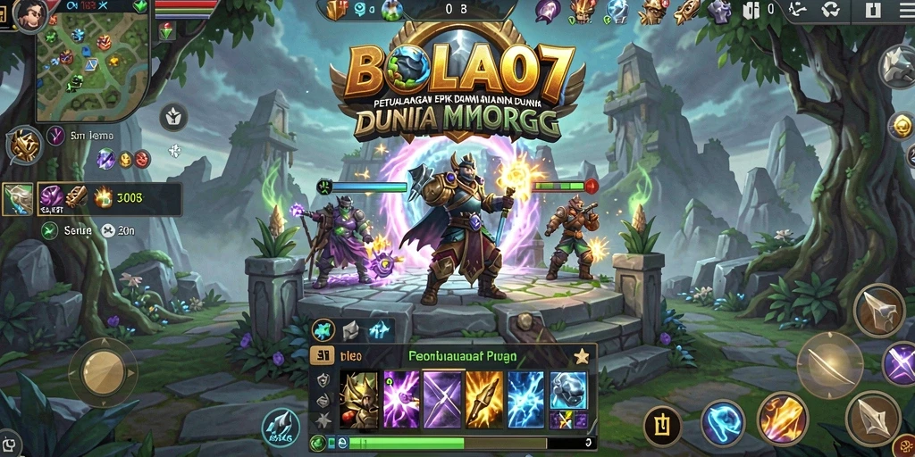 Screenshot BOLA07 menampilkan aksi pertempuran epik dalam MMORPG.