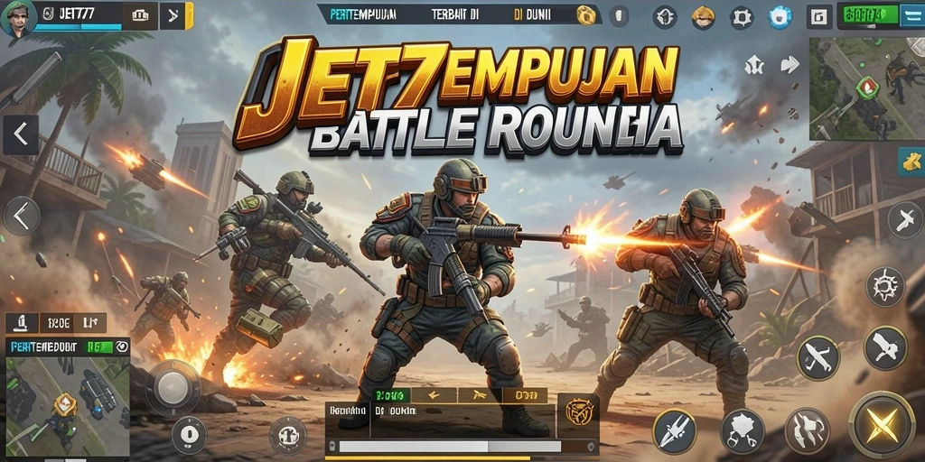 Tampilan gameplay Battle Royale yang menegangkan di JET77.