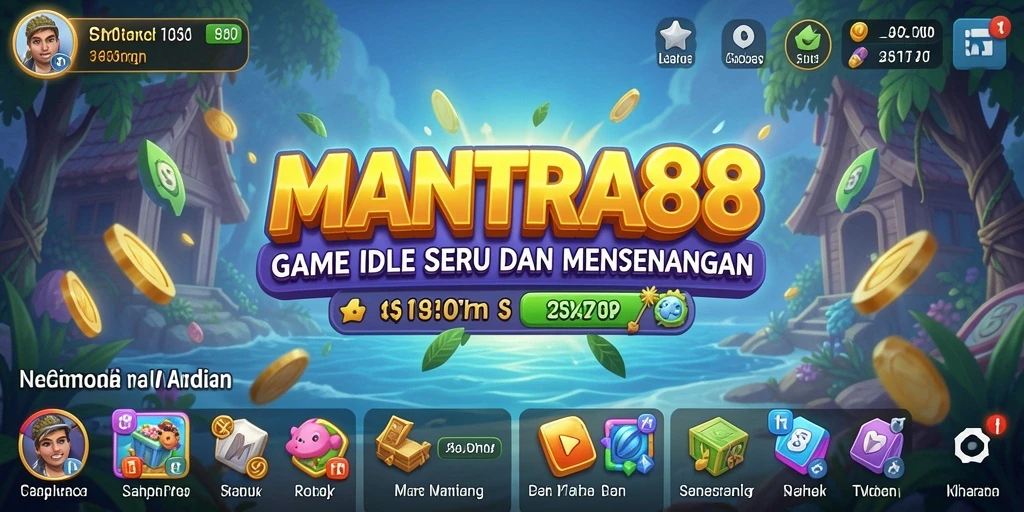 Tangkapan layar gameplay <strong>MANTRA88</strong> menunjukkan momen mengumpulkan item dalam permainan Idle.