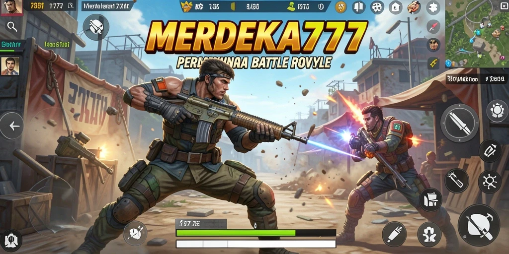 Tangkapan layar gameplay seru dalam MERDEKA777 Battle Royale.