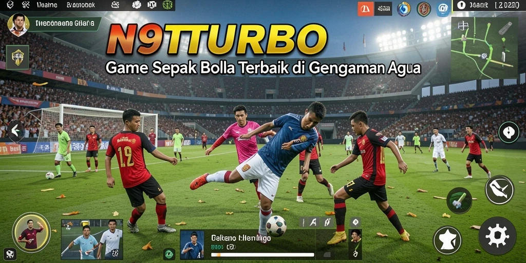 Tampilkan gameplay mendebarkan dalam N9TURBO dengan aksi sepak bola intens.