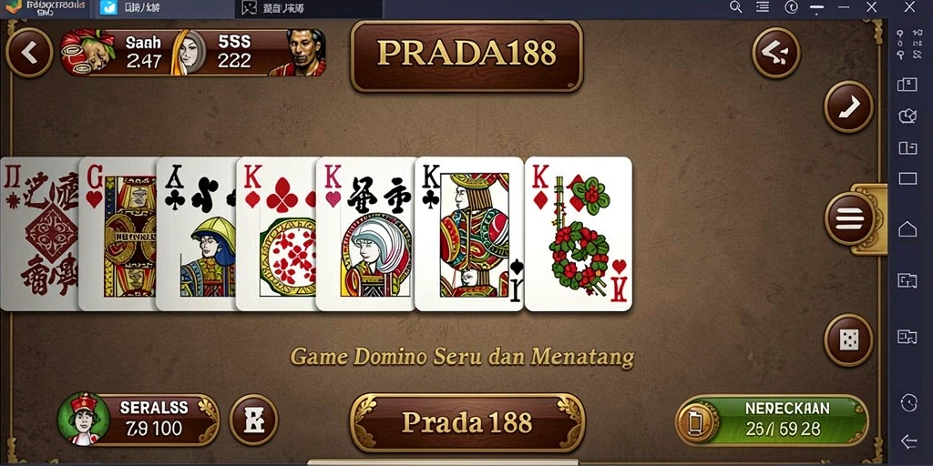 Tampilan seru gameplay PRADA188 dengan kartu domino.