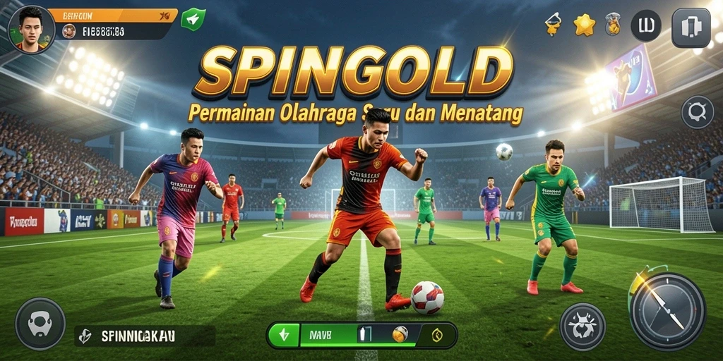 Tampilan gameplay SPINGOLD dengan aksi olahraga yang seru.