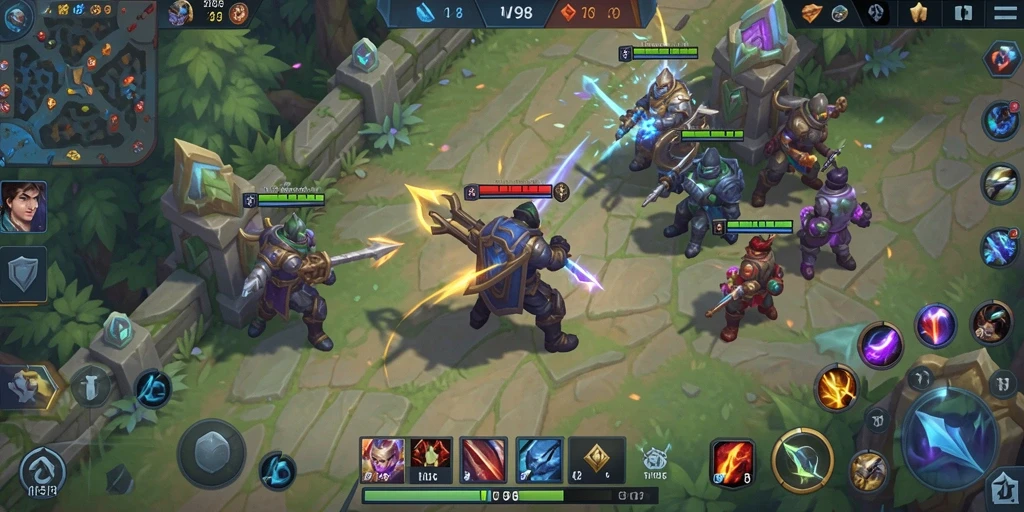 Tampilan gameplay MOBA yang menegangkan dan penuh aksi.